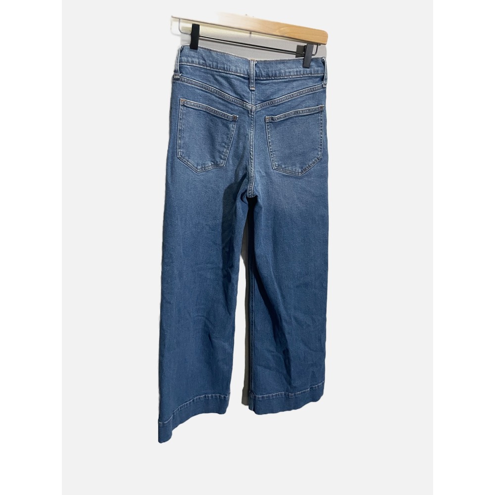 Gap High Rise Stride Jeans Womens 26 2R Blue Patch Pocket Wide Leg Denim Casual - Picture 3 of 4
